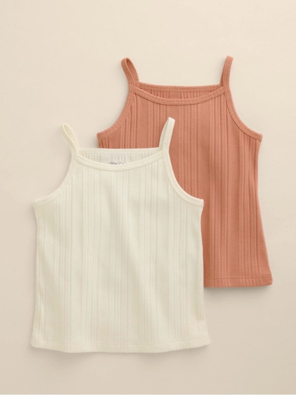 4T: Little Co. Ribbed Camisole x2-Pack in Ivory & Silk